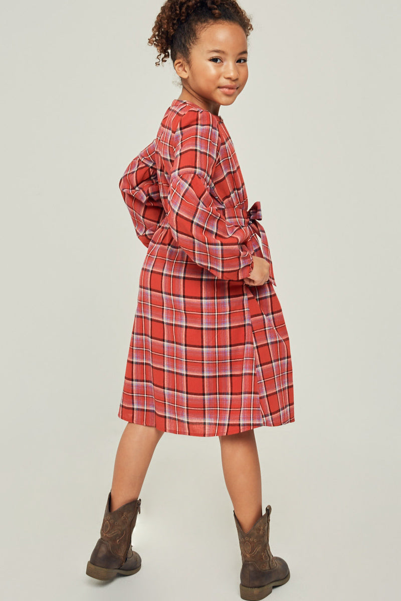 Girls' Plaid Pattern Button-Down Midi Dress Hayden Girls Girls' Plaid Pattern Button-Down Midi Dress Hayden Girls