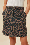G6494 LEOPARD Leopard Print Denim Mini Skirt Front