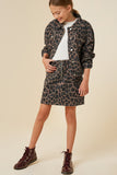 G6494 LEOPARD Leopard Print Denim Mini Skirt Full Body