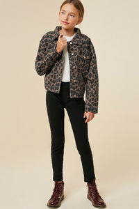 G6495 LEOPARD Leopard Denim Jacket Full Body