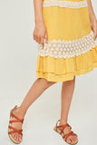 G6539-HONEY Off-Shoulder Ruffled Lace Midi Dress Alternate Angle