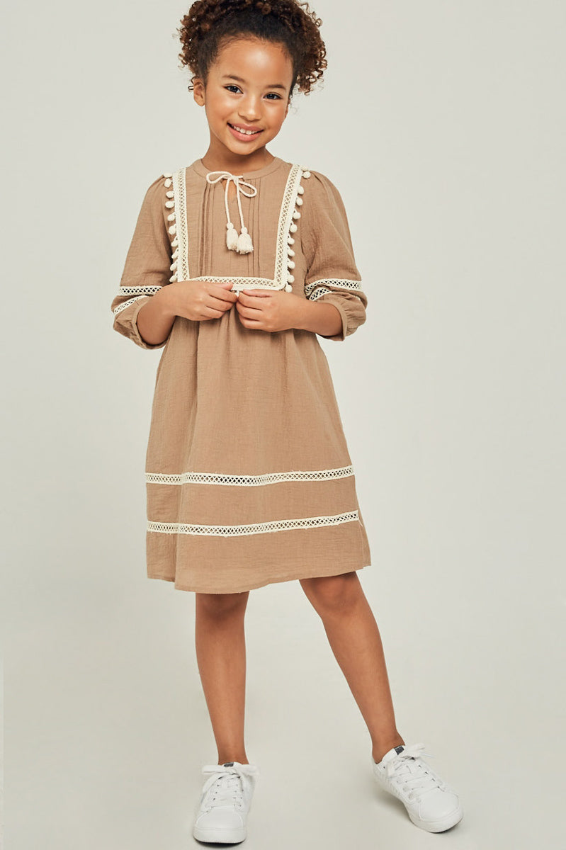 Girl 'Pom-Pom Peasant Midi Dress Girl 'Pom-Pom Peasant Midi Dress