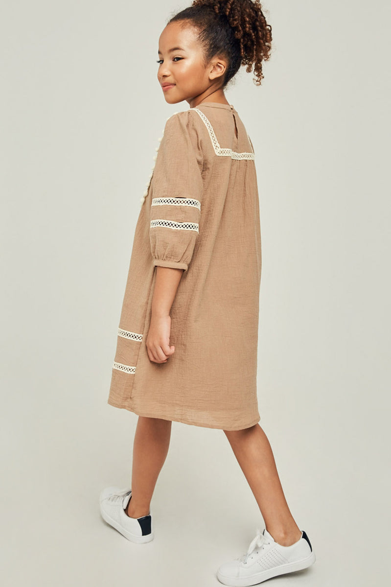 Pom-Pom Peasant Mini Dress