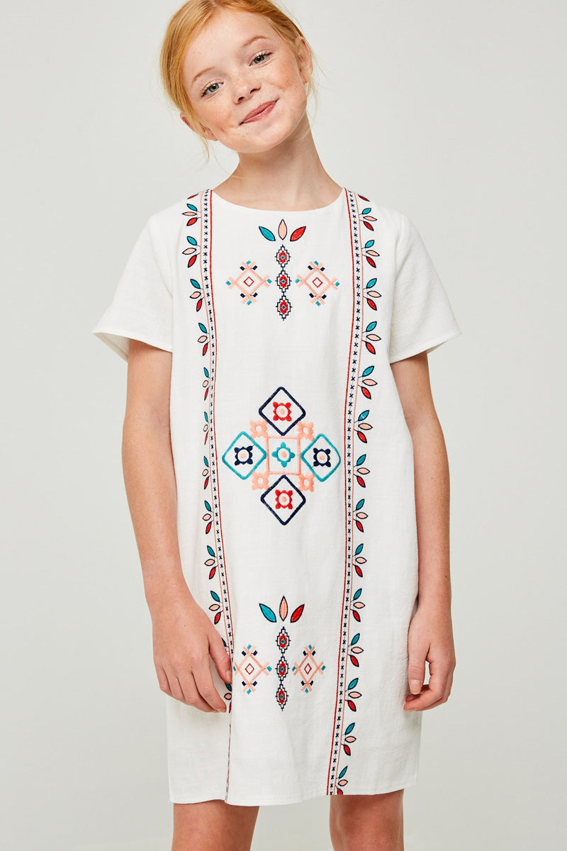 Girls' Embroidered Stitch Shift Dress | Cute Girls' Clothing Hayden Girls Girls' Embroidered Stitch Shift Dress | Cute Girls' Clothing Hayden Girls