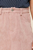 G6582-INDIAN PINK Corduroy Mini Skirt Front Detail