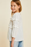 G6835-OFF WHITE Textured Ruffle Front Top Back