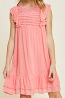 G6913-BUBBLE GUM Lace Dobby Mini A-Line Dress Alternate Angle