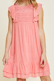 G6913-BUBBLE GUM Lace Dobby Mini A-Line Dress Alternate Angle