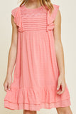 G6913-BUBBLE GUM Lace Dobby Mini A-Line Dress Alternate Angle