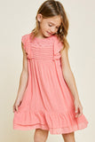 G6913-BUBBLE GUM Lace Dobby Mini A-Line Dress Alternate Angle