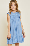 G6913-POWDER BLUE Lace Dobby Mini A-Line Dress Side