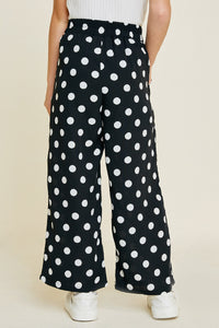 G6945-BLACK Cropped Polka-Dot Palazzo Pants Back