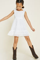 G6977-OFF WHITE Embroidered Eyelet Mini Tunic Front