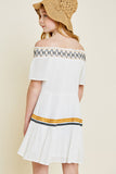 G6979-OFF WHITE Off-Shoulder Tiered Mini Tunic Back