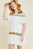 G6979-OFF WHITE Off-Shoulder Tiered Mini Tunic Alternate Angle