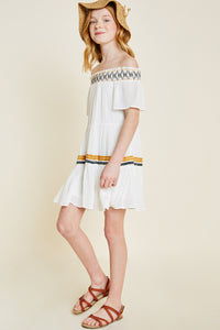 G6979-OFF WHITE Off-Shoulder Tiered Mini Tunic Alternate Angle