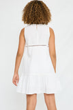 G7008 OFF WHITE Girls Lace Ruffle Tank Dress Back