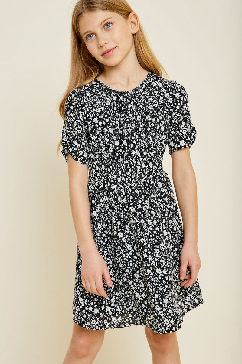 Floral Smocked Mini Babydoll Dress