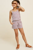 G7137-RED MIX Floral Print Romper Alternate Angle
