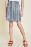 G7204-DK DENIM Embroidered Chambray Skirt Front