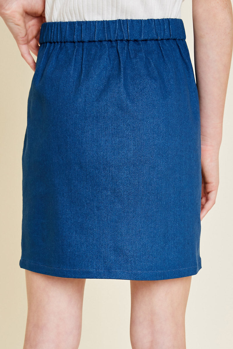 Embroidered Chambray Skirt