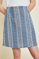 G7204-DK DENIM Embroidered Chambray Skirt Alternate Angle