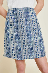 G7204-DK DENIM Embroidered Chambray Skirt Alternate Angle