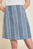 G7204-DK DENIM Embroidered Chambray Skirt Alternate Angle