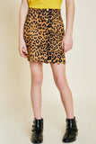 G7231-LEOPARD Button-Down Scallop Leopard Skirt Front