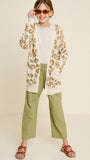 G7300-CREAM Leopard Knit Open Front Cardigan Alternate Angle