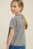 G7305-BLACK Gingham Button-Down Top Back