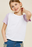 G7311-LAVENDER Contrast Sleeve T-Shirt Front