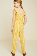 G7340-YELLOW Printed Tassel-Tie Jumpsuit Back