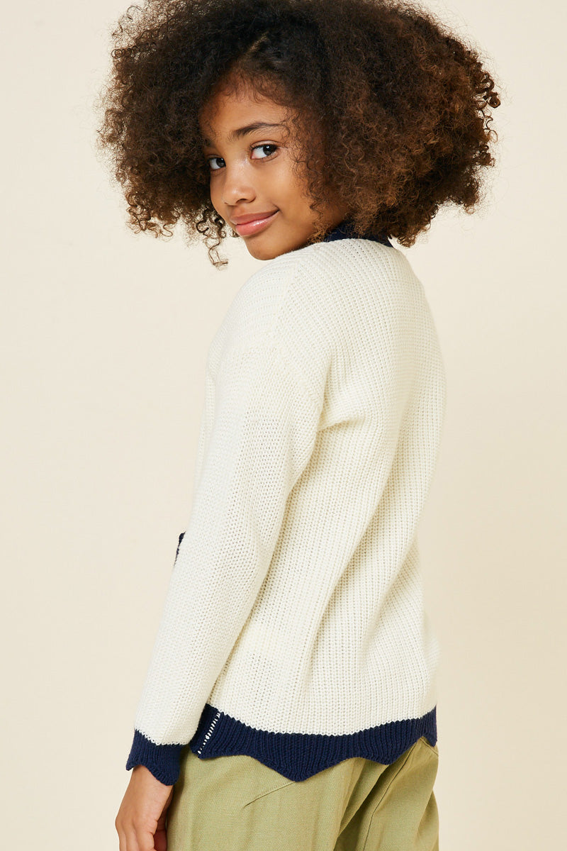 Scallop Trim Cardigan