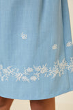 G7546 Off White Girls Floral Embroidered Chambray Skirt Detail