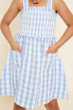 G7605-PINK Checkered Mini Pocket Dress Alternate Angle