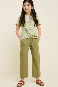 G7659-YELLOW MIX Stripe Twist Hem Top Back Detail