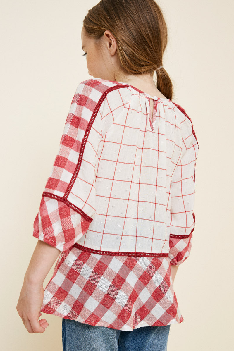 Gingham Tassel-Tie Tunic Top