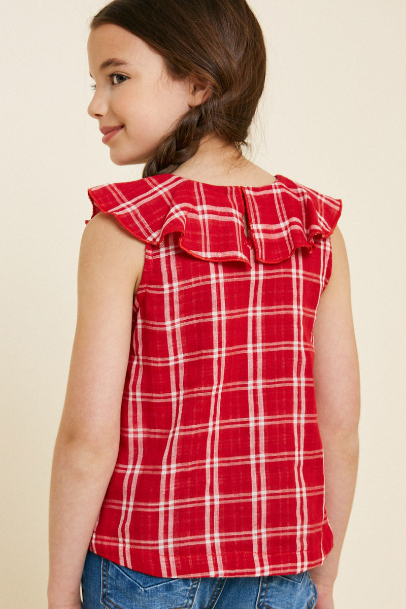 Plaid Ruffle Collar Tank