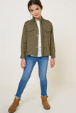 G7877-OLIVE Button-Down Cargo Jacket Alternate Angle