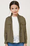 G7877-OLIVE Button-Down Cargo Jacket Alternate Angle