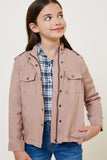G7877-TAUPE Button-Down Cargo Jacket Front