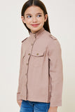 G7877-TAUPE Button-Down Cargo Jacket Alternate Angle