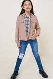 G7877-TAUPE Button-Down Cargo Jacket Full Body