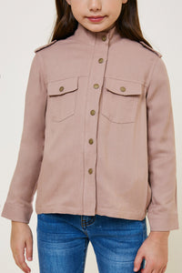 G7877-TAUPE Button-Down Cargo Jacket Detail
