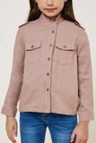 G7877-TAUPE Button-Down Cargo Jacket Detail