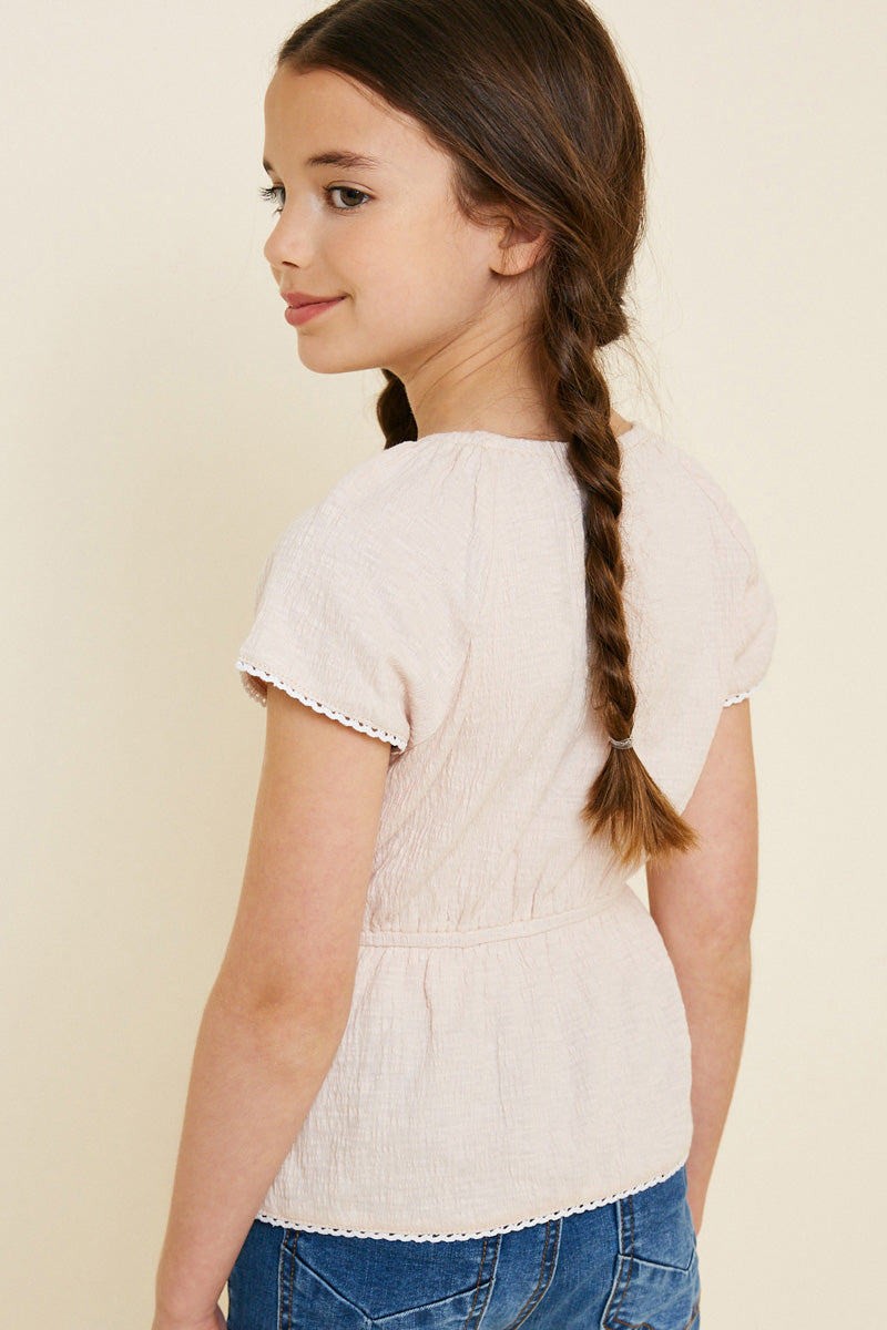 Lace Trim Peplum Top