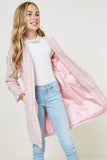 G7956-PINK Tweed Duster Coat Alternate Angle