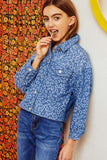 Cropped Leopard Denim Jacket
