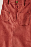 G7978-BERRY Corduroy Wide Leg Pants Front Detail